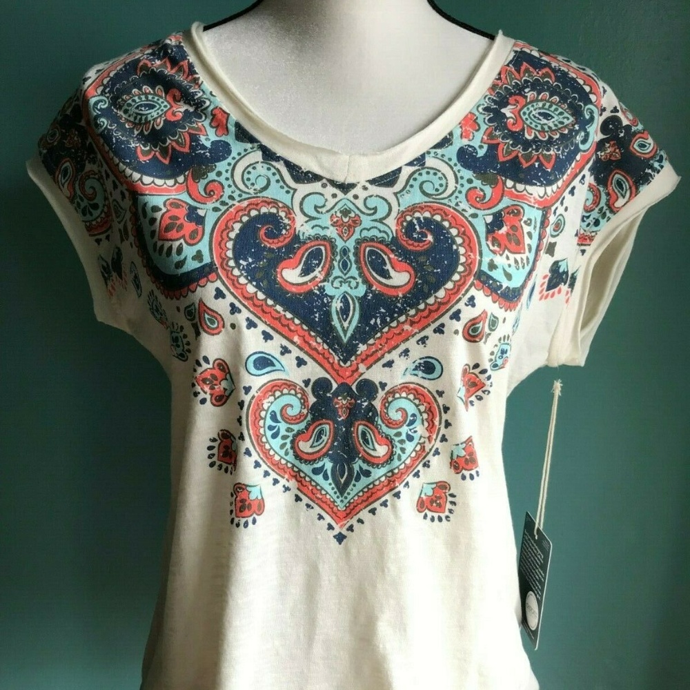 CHEROKEE Women's Top T-Shirts Ivory Size S.